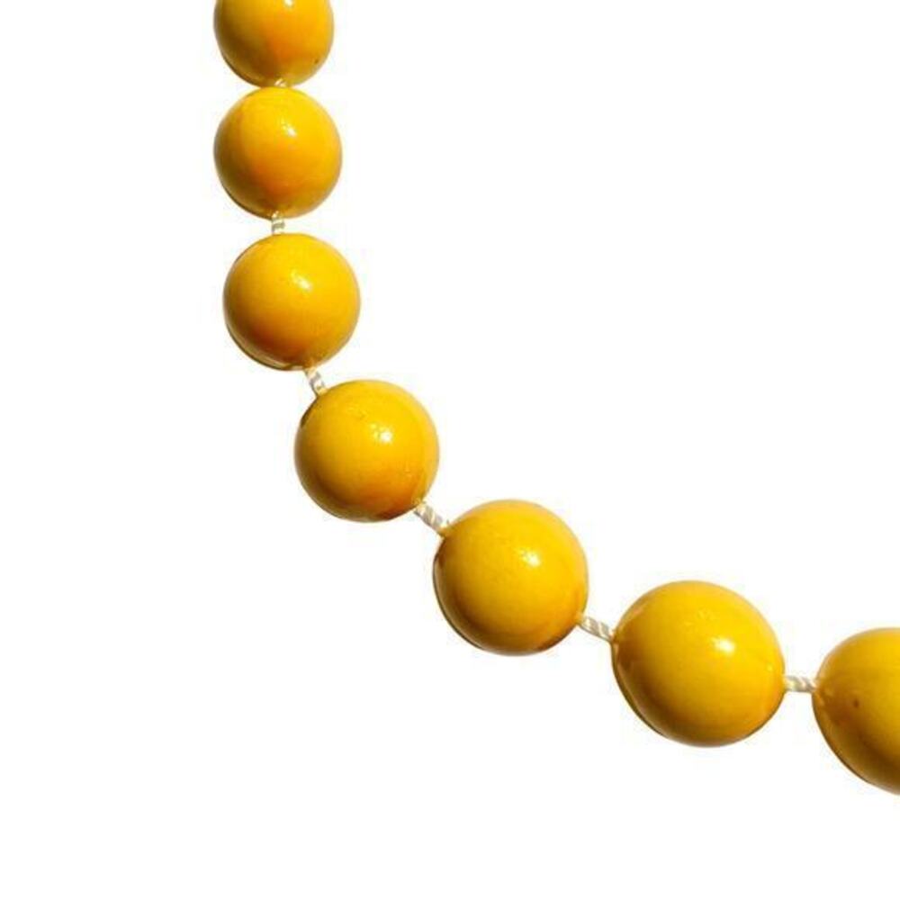 Vintage Yellow‎ Pink Round Beaded Necklace 24" Swirls Boho Spring Easter Summer - Picture 3 of 6